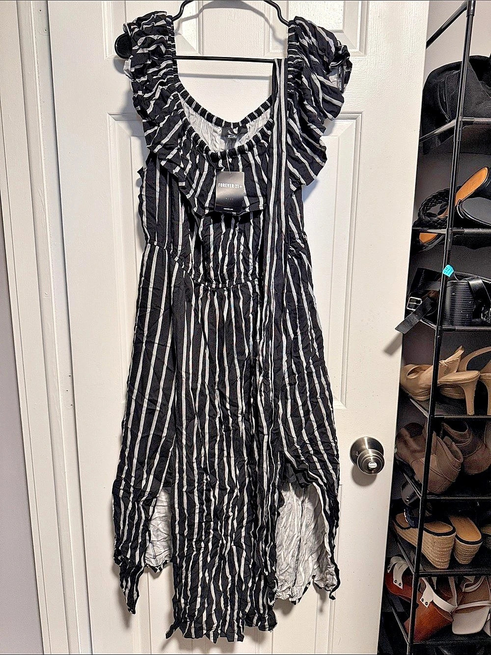 Forever 21 Striped Maxi Dress in Black & White Size 2X NWT